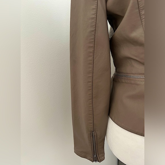 Blank NYC Vegan Leather Moto Jacket in Taupe - Picture 13 of 16